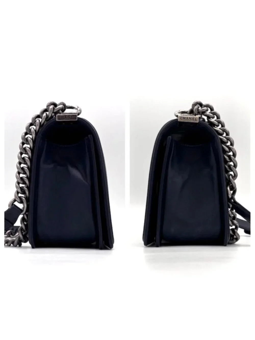 Chanel Boy Quilted Chain Shoulder Navy Lambskin